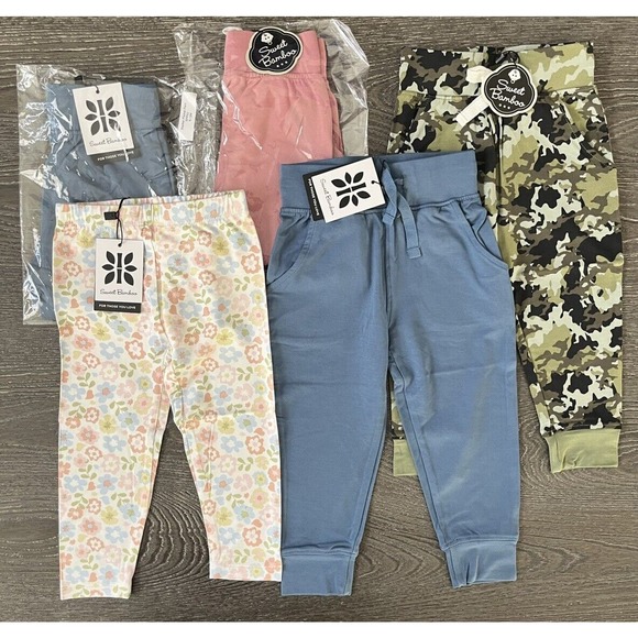 NWT!! LOT Of 5 Pieces Of Sweet Bamboo Slacker Pocket Pant and Legging Sz 6-12M